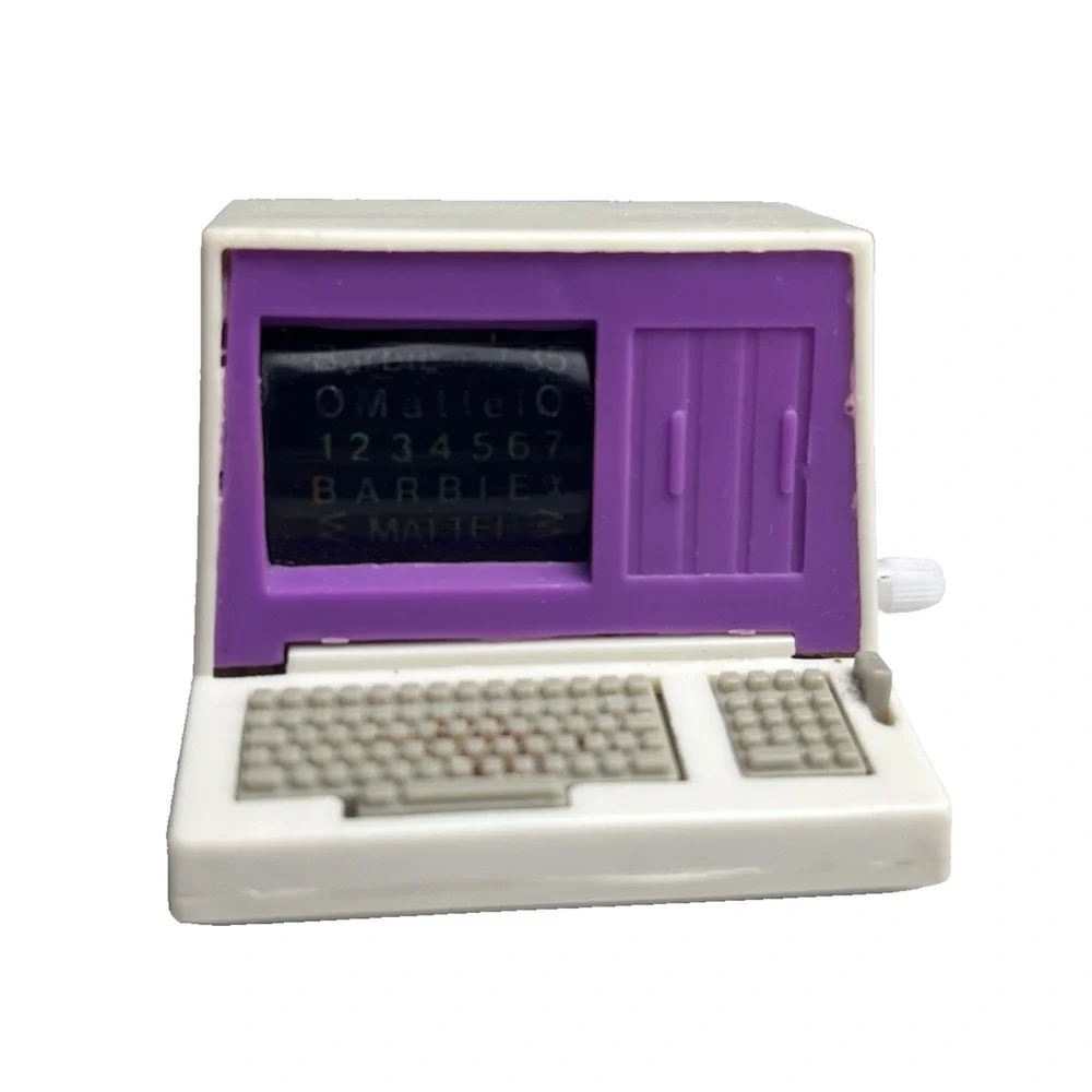 Vintage Barbie Computer Accessory 1989 Mattel Purple Screen Windup Toy WORKS - Picture 1 of 11